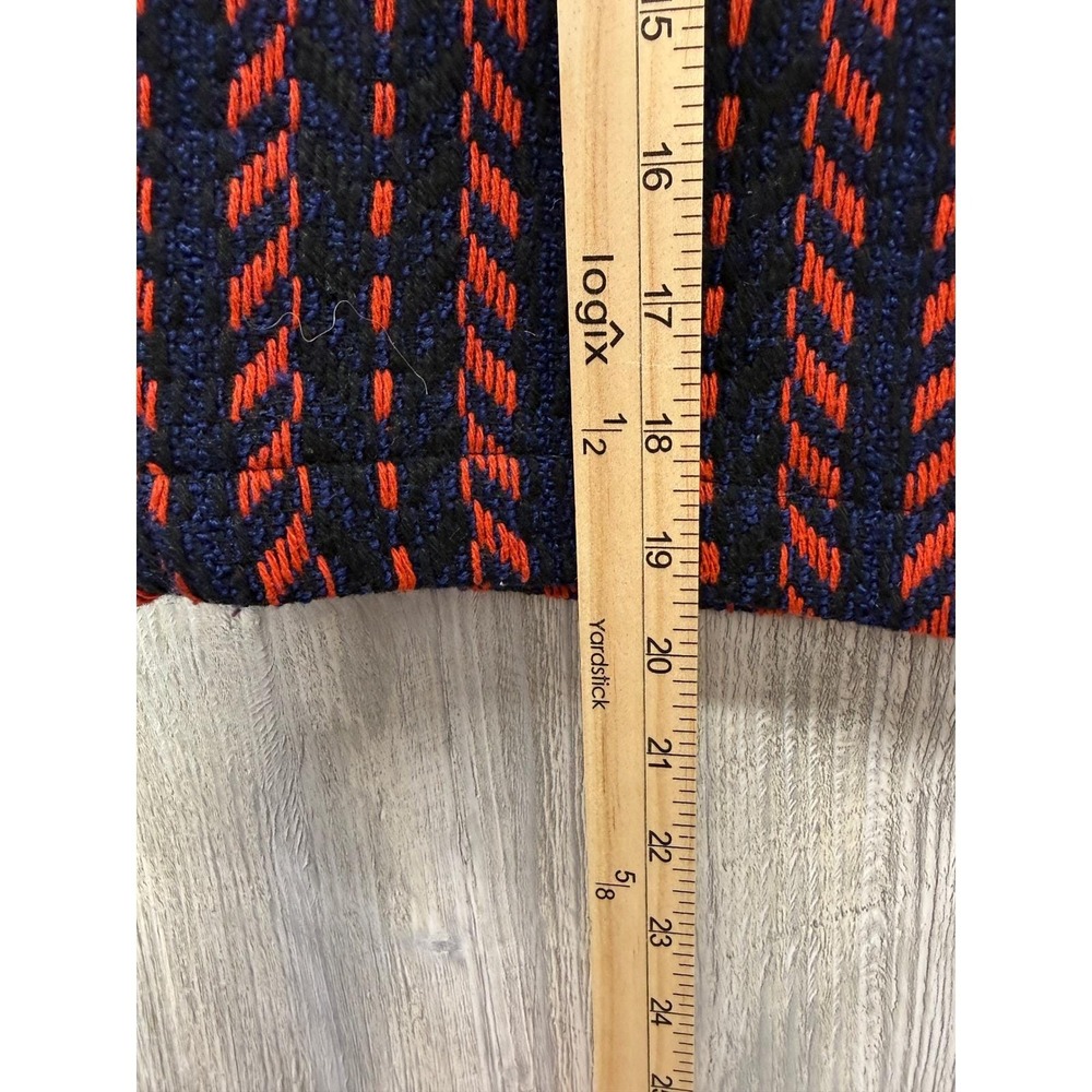 Gracia Textured Knit Mini Skirt Orange Navy Blue Chevron Pencil Skirt Lined - Picture 7 of 14